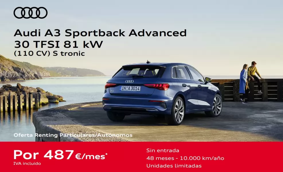 Estrena tu nuevo Audi A3 en Renting, por 487€ / Mes sin entrada - Foto Estrena tu nuevo Audi A3 en Renting, por 487€ / Mes sin entrada - Foto